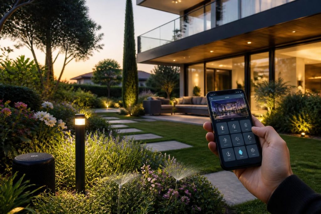 optimisez votre espace extérieur avec une connexion smart life performante pour un jardin intelligent, sûr et connecté.